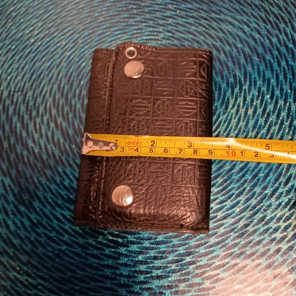 Harley Davidson Black Embossed Trifold Leather Wallet